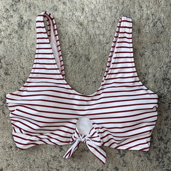 ☁️ PINK Victoria’s Secret White Stripe Tie Bikini